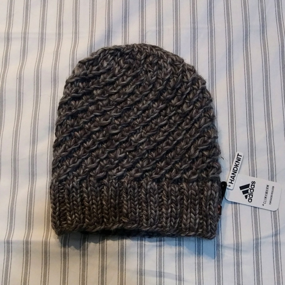 Cute Handknit Gray Adidas Beanie Hat